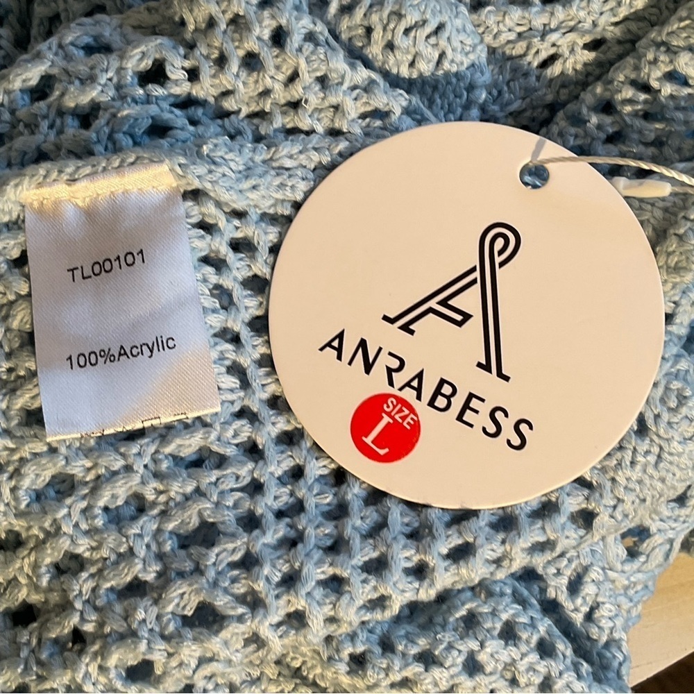 ANRABESS Crochet Swim Cover-Up Dress Blue Size L NWT - Picture 3 of 16